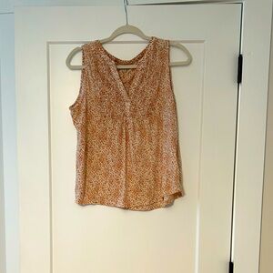 Lucky Brand Orange Blouse with V-Neck and Light Fabric